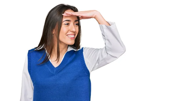 Young Hispanic Girl Wearing Casual Clothes Very Happy Smiling Looking — Stock Photo, Image