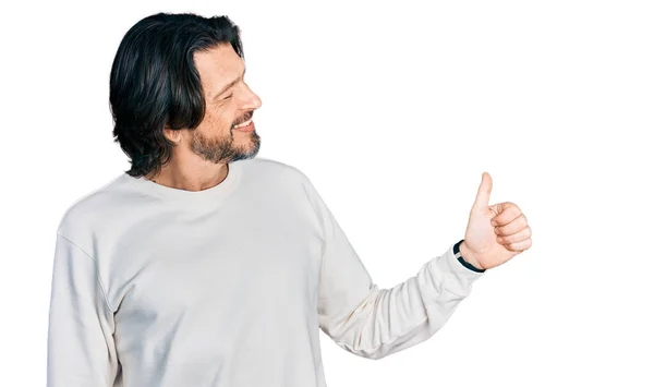 Middle Age Caucasian Man Wearing Casual Clothes Looking Proud Smiling — Stock Photo, Image