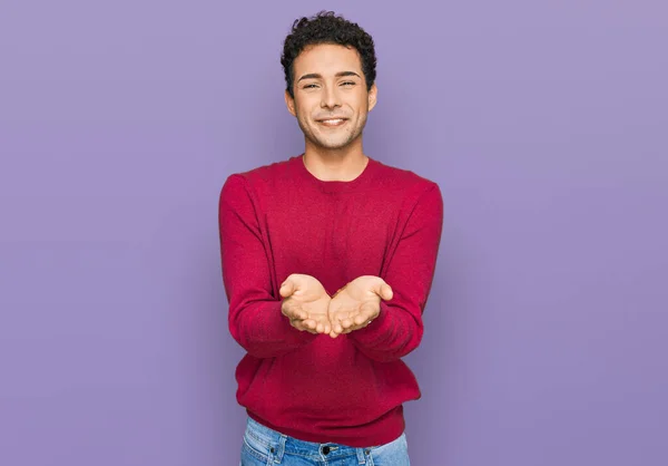 Young Handsome Man Wearing Casual Clothes Smiling Hands Palms Together — Stock Photo, Image