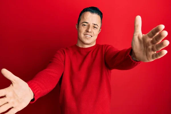 Handsome Young Man Wearing Casual Winter Sweater Looking Camera Smiling — Stock Photo, Image