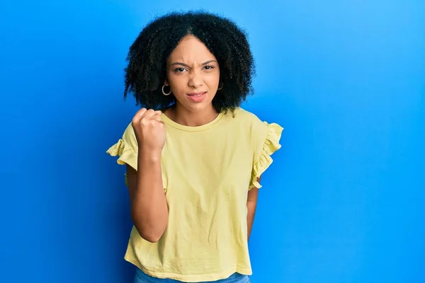 Junge Afrikanisch Amerikanische Mädchen Lässiger Kleidung Wütend Und Wütend Die — Stockfoto