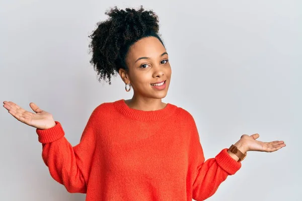 Young African American Girl Wearing Casual Clothes Smiling Showing Both — Stock Photo, Image