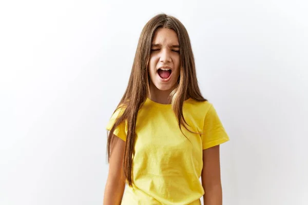 Young Brunette Teenager Standing Together Isolated Background Angry Mad Screaming — Stock Photo, Image