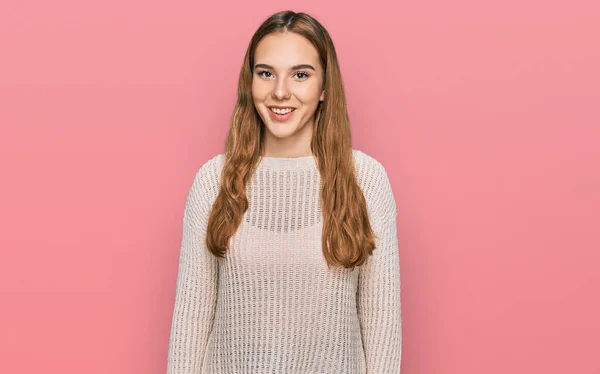 Young Blonde Woman Wearing Casual Clothes Happy Cool Smile Face — Stock Photo, Image