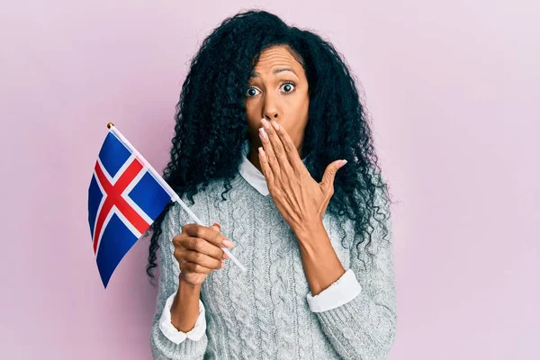 Afro Amerikaanse Vrouw Van Middelbare Leeftijd Met Een Franse Vlag — Stockfoto