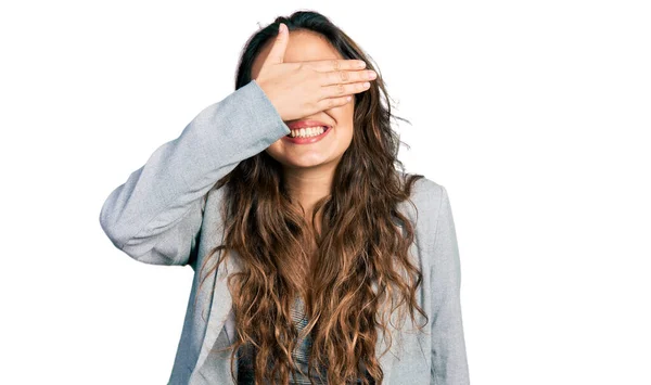 Joven Chica Hispana Vestida Con Ropa Negocios Gafas Sonriendo Riendo —  Fotos de Stock