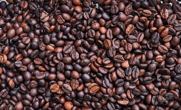 Brown Black Coffee Beans Roasted Arabic Espresso Coffee Grains — Stock Photo, Image