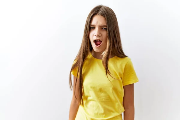 Young Brunette Teenager Standing Together Isolated Background Angry Mad Screaming — Stock Photo, Image