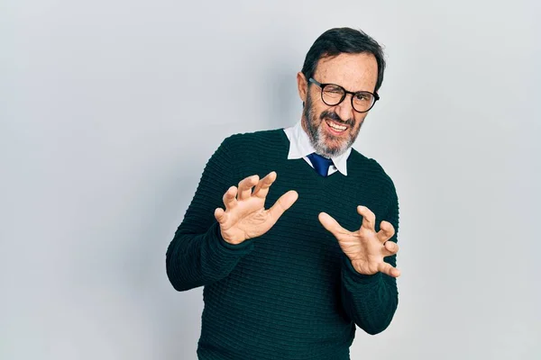 Middle Age Hispanic Man Wearing Casual Clothes Glasses Disgusted Expression — Stock Photo, Image