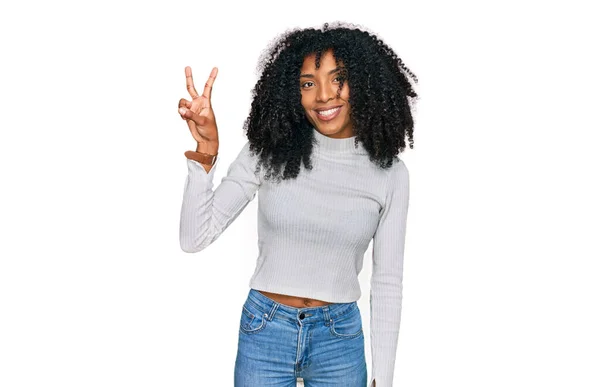 Young African American Girl Wearing Casual Clothes Smiling Looking Camera — Stock Photo, Image