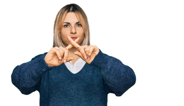 Young Caucasian Woman Wearing Casual Clothes Rejection Expression Crossing Fingers — Stock Photo, Image