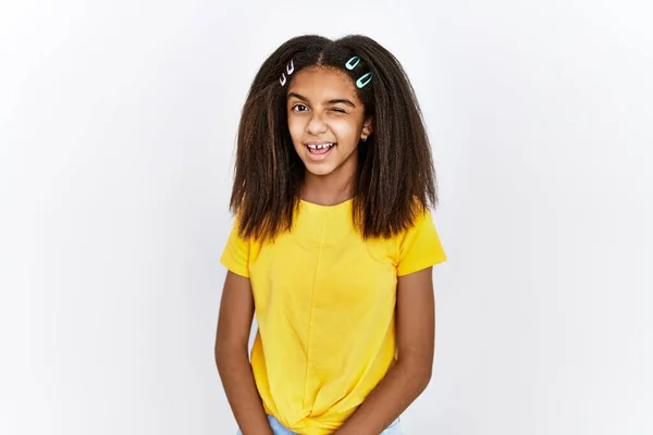 Young African American Girl Standing White Isolated Background Winking Looking — Foto Stock