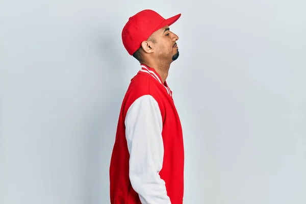 Young African American Man Wearing Baseball Uniform Looking Side Relax — Stock Photo, Image