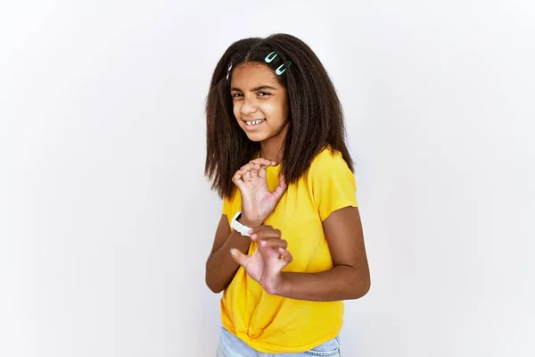 Young African American Girl Standing White Isolated Background Disgusted Expression — 图库照片