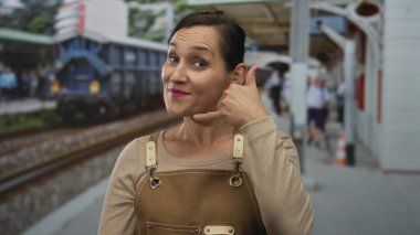 Latin kökenli genç bir kadın beni tren istasyonunda el hareketleriyle arıyor. Sosyal iletişim davetiyesi..