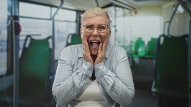 Elleri yanaklarında ve dudakları büzüşmüş bir kadın otobüsün içinde oturuyordu. Sokakta pencere ve tırabzanlar vardı. Sürpriz..