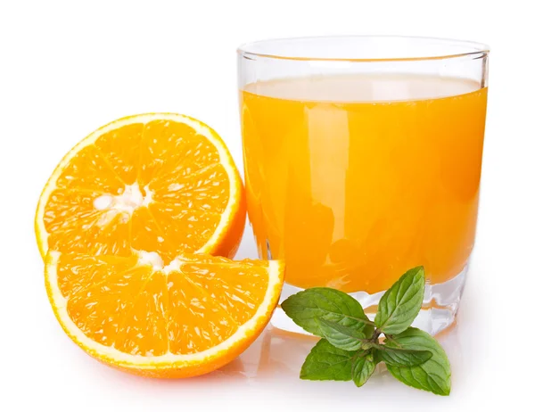 Jus d'orange op wit — Stockfoto