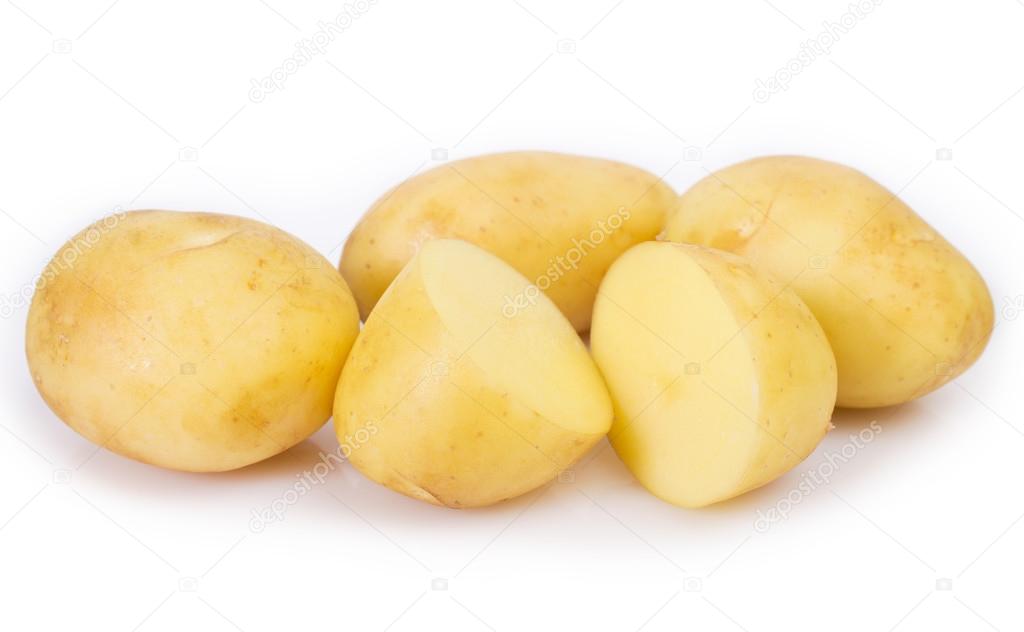 Potatoes on white