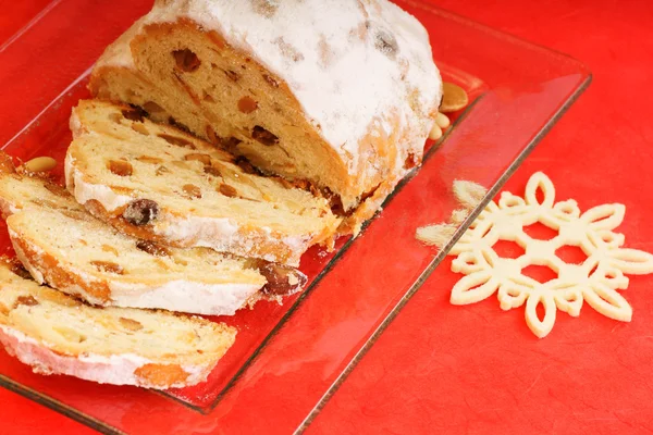 Sliced Christmas stollen — Stock Photo, Image