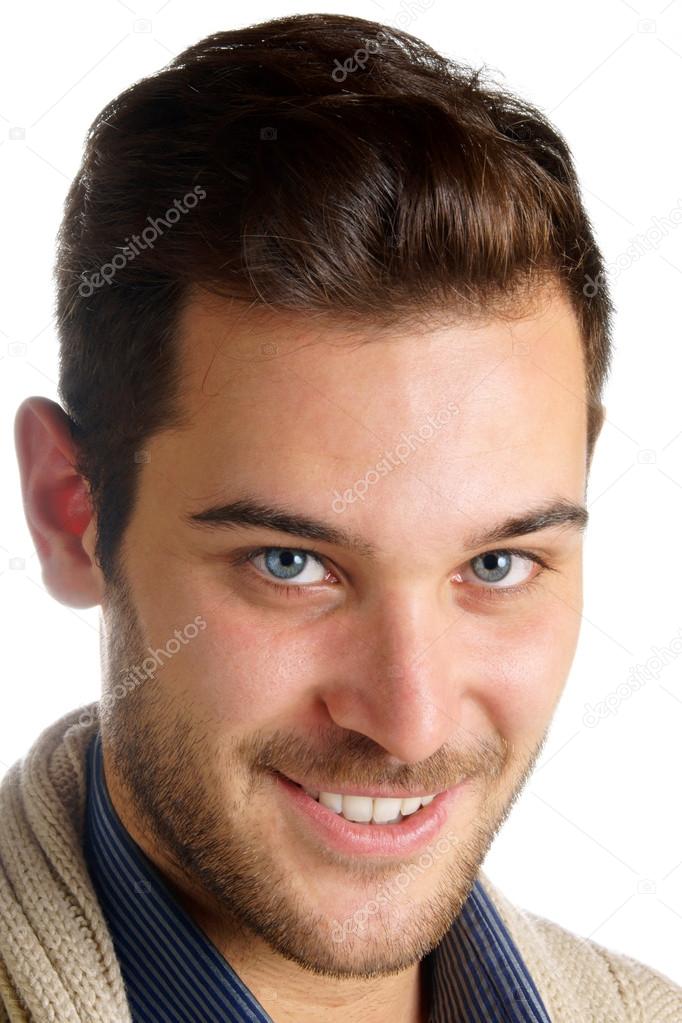 Smiling young man with blue eyes