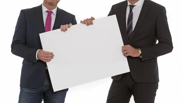 Twee mannen met een leeg bord — Stockfoto