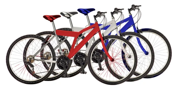 Tre Biciclette Blu Bianco Rosso Come Bandiera Francese — Foto Stock