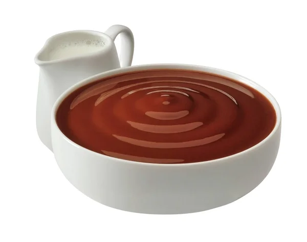Csokoládé Tejszín Egy Nagy Fehér Csésze — Stock Fotó