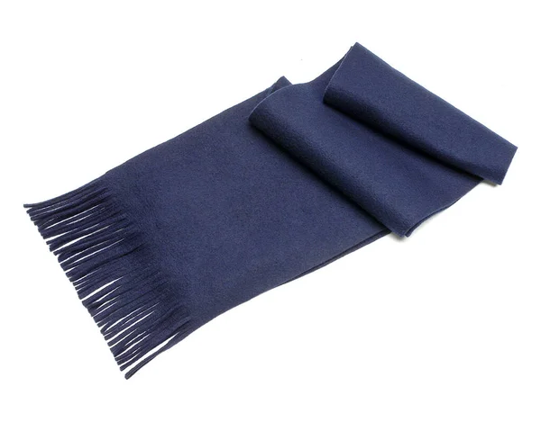 Blue Woolen Scarf Isolated White — Photo