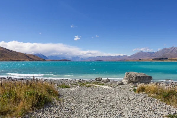 Tasman Gölü Nün Havadan Görünüşü Cook Dağı Ulusal Parkı Yeni — Stok fotoğraf