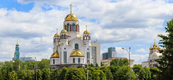 Yekaterinburg Kathedraal Met Bloed Panorama — Stockfoto