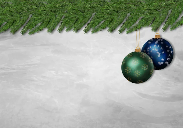 Christmas ornament and pine tree — Stock Photo, Image
