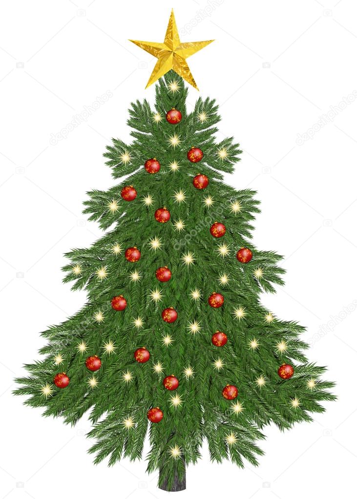 Decorated christmastree on white background