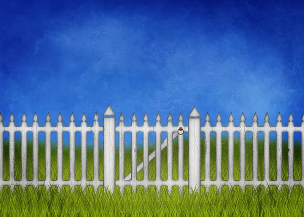 Witte tuin hek en poort — Stockfoto