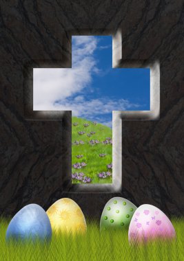 Happy Easter the Lord has triumphed over death clipart
