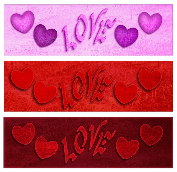 Banners för Valentine 3 st — Stockfoto