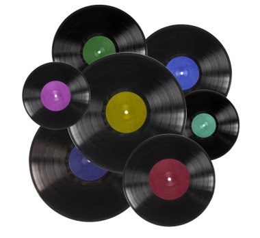 Vinil kayıtlar üzerinde beyaz