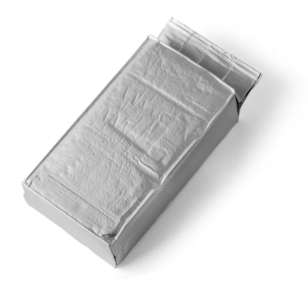 Zilveren leeg pakket — Stockfoto