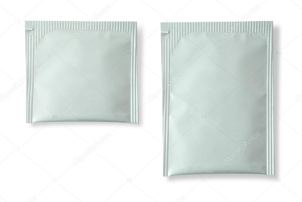 Blank white plastic sachet 