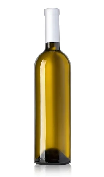 Botella verde con vino blanco — Foto de Stock
