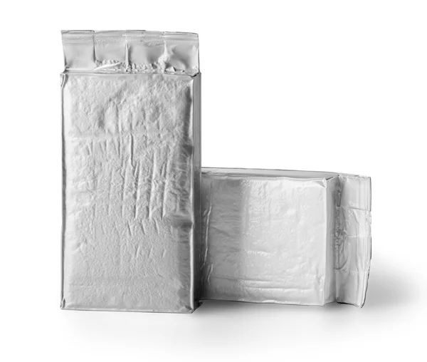 Embalaje del producto de plata en blanco — Foto de Stock