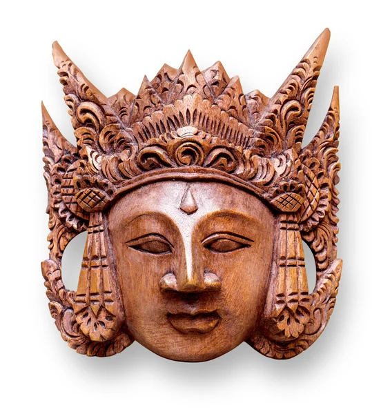 Wooden mask on white — Stock Photo, Image