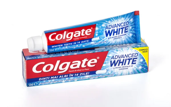 Pasty do zębów Colgate na biały — Zdjęcie stockowe