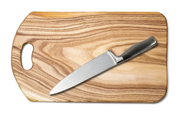 Доска и нож для резки дерева — стоковое фото