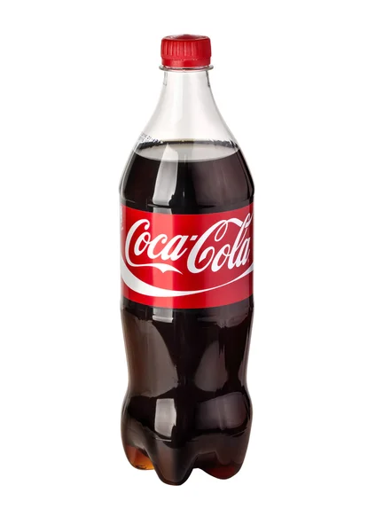 Foto de garrafa de plástico Coca-Cola Isolado — Fotografia de Stock