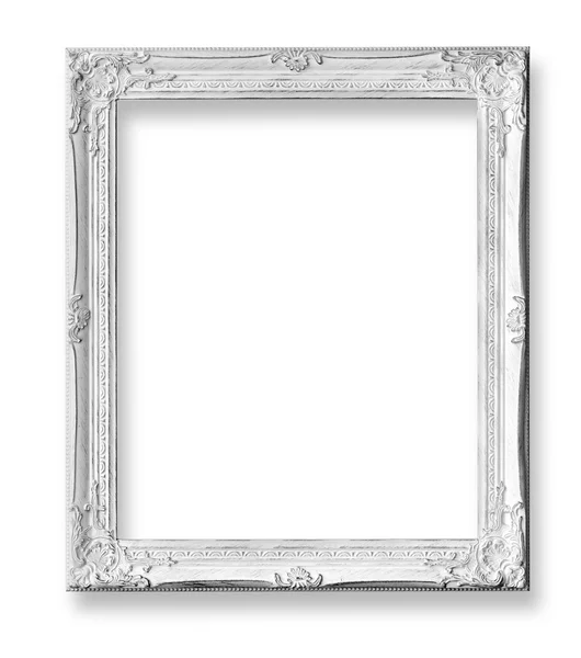 Quadro barroco branco isolado — Fotografia de Stock