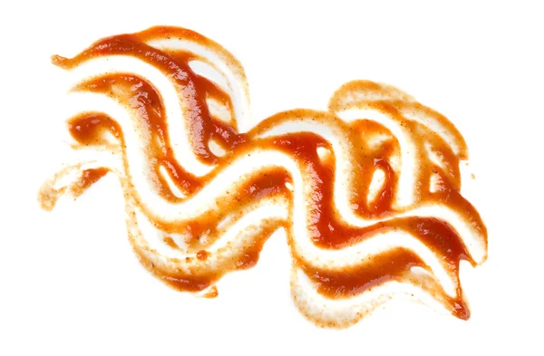 Ketchup foltot fehér háttér — Stock Fotó