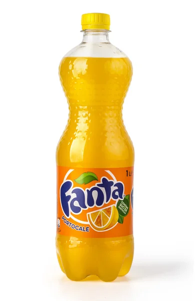 白色背景上的芬达橙汁 — 图库照片