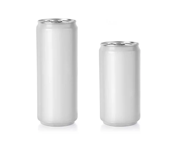 Lata Bebida Aluminio Metal Blanco 500Ml 350 Plantilla Maqueta Lista —  Fotos de Stock