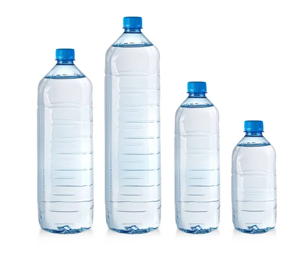 Conjunto Garrafas Plástico Água Isoladas Branco — Fotografia de Stock