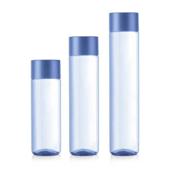 Conjunto Botellas Agua Plástico Aisladas Sobre Fondo Blanco — Foto de Stock